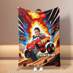 Personalized Car Racing 4 Blanket | Custom Vehicle Blanket For Boys