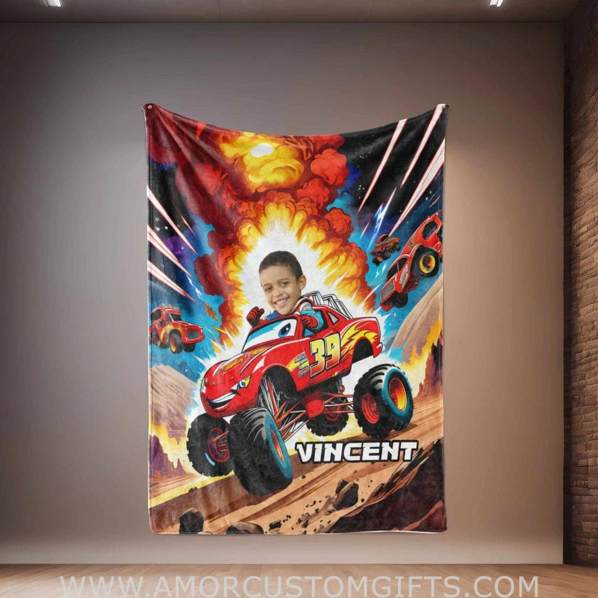 Personalized Car Racing 4 Blanket | Custom Vehicle Blanket For Boys