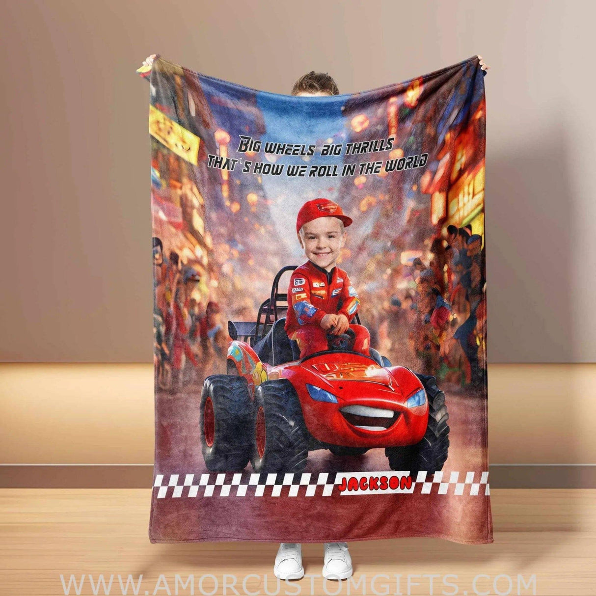 Personalized Car Racing Boy Blanket | Custom Blanket For Boys