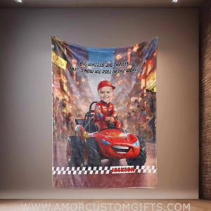 Personalized Car Racing Boy Blanket | Custom Blanket For Boys