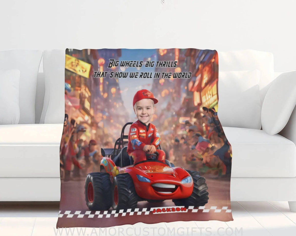 Personalized Car Racing Boy Blanket | Custom Blanket For Boys