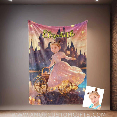 Personalized Crystal Princess 02 Photo Blanket | Custom Name & Face Girl Princess Blanket