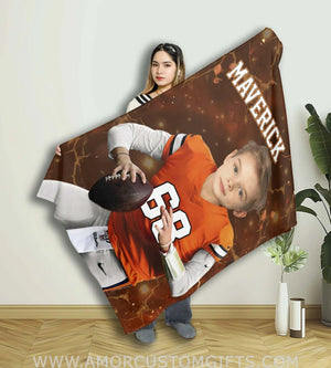 Personalized Denver Football Boy Blanket | Custom Football Boys Blanket