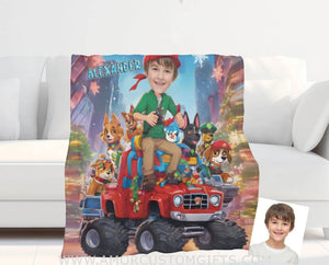 Personalized Rescue Dogs Hero Squad Puppy Boy Blanket | Custom Boy Puppy Blanket