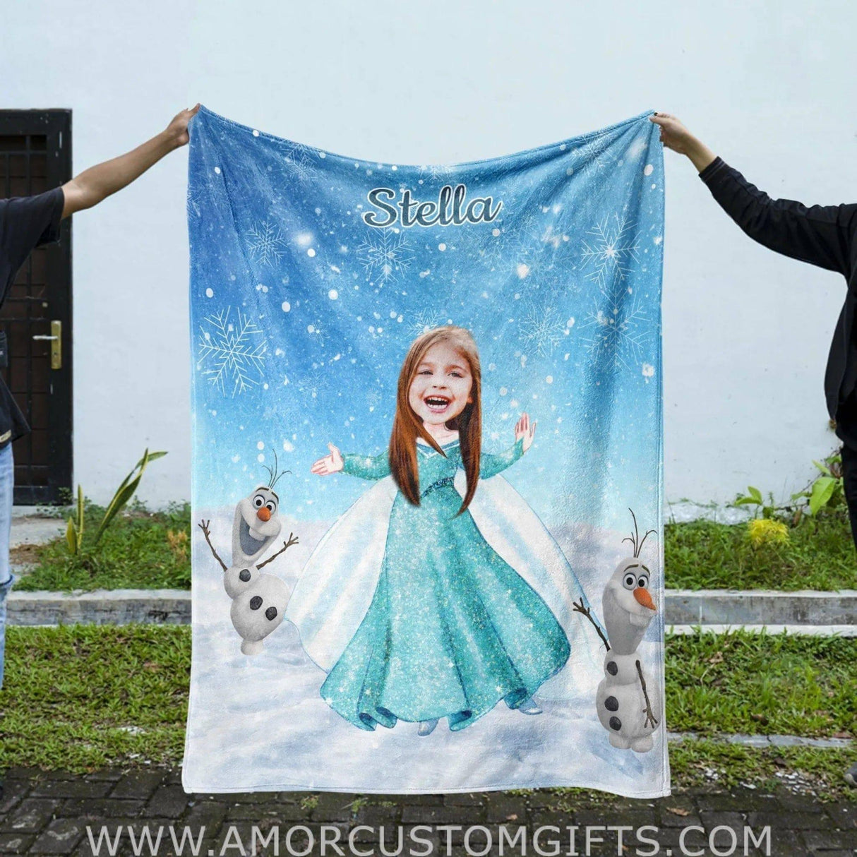 Personalized Elsa Photo Blanket | Custom Snow Queen Frozen Elsa Blanket