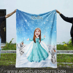 Personalized Elsa Photo Blanket | Custom Snow Queen Frozen Elsa Blanket