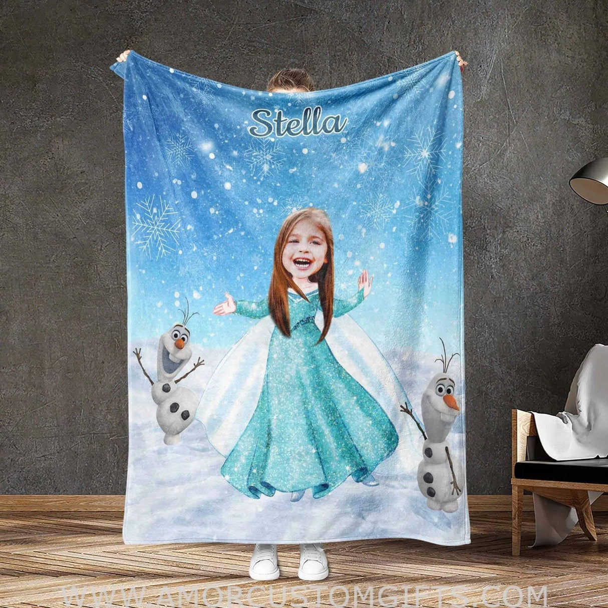 Personalized Elsa Photo Blanket | Custom Snow Queen Frozen Elsa Blanket