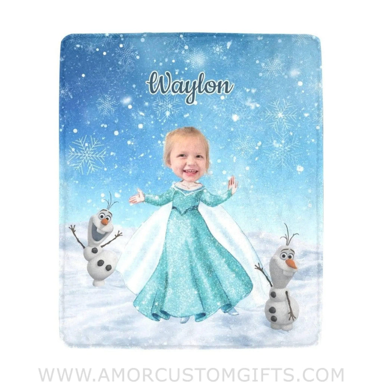 Personalized Elsa Photo Blanket | Custom Snow Queen Frozen Elsa Blanket