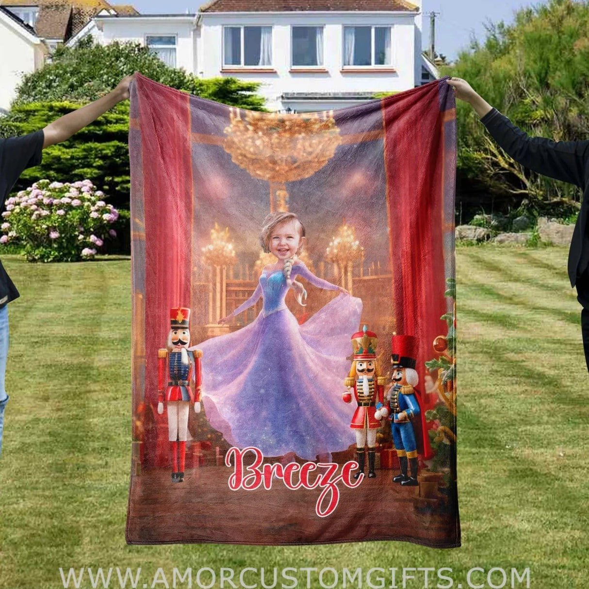 Personalized Fairy Tale Elsa Nutcracker Princess Blanket | Custom Name & Face Girl Princess Blanket