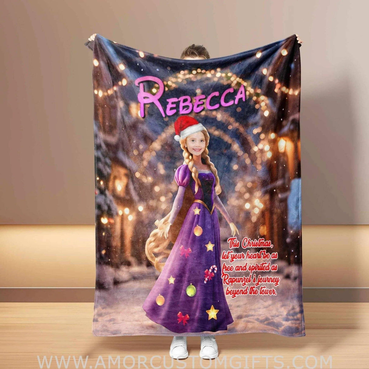 Personalized Fairy Tale Rapunzel Princess Xmas Blanket | Custom Girl Blanket