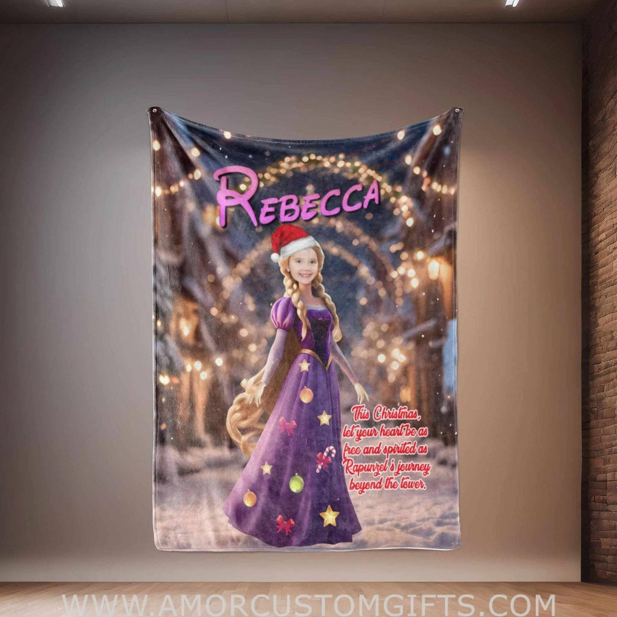 Personalized Fairy Tale Rapunzel Princess Xmas Blanket | Custom Girl Blanket