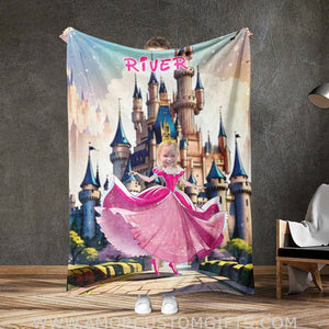 Personalized Fairy Tale Sleeping Beauty 2 Princess Blanket | Custom Girl Princess Aurora Blanket