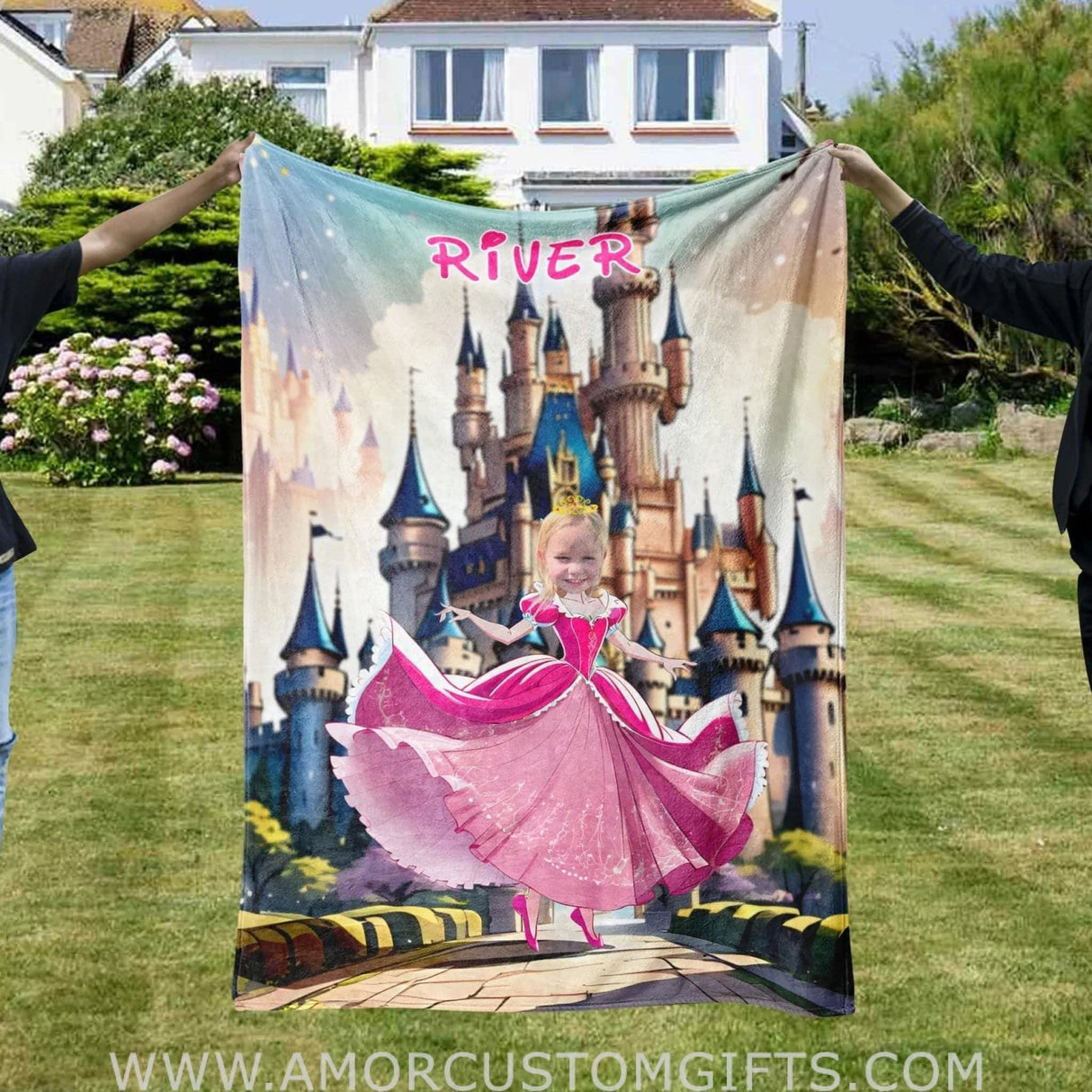 Personalized Fairy Tale Sleeping Beauty 2 Princess Blanket | Custom Girl Princess Aurora Blanket