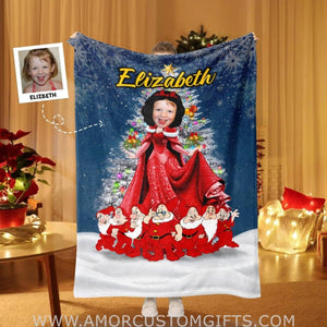 Personalized Fairy Tale Snow White Christmas Blanket | Custom Girl Blanket