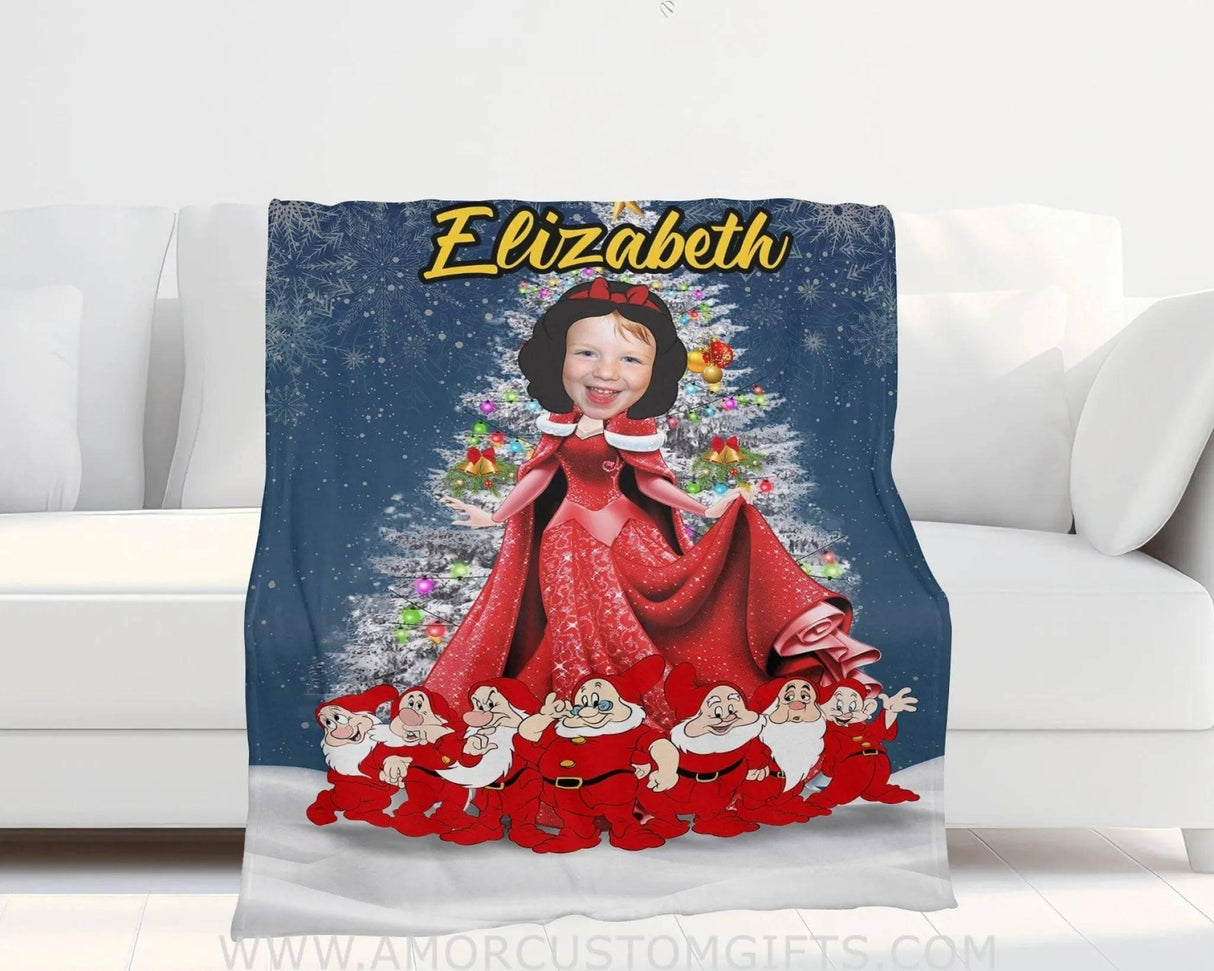 Personalized Fairy Tale Snow White Christmas Blanket | Custom Girl Blanket