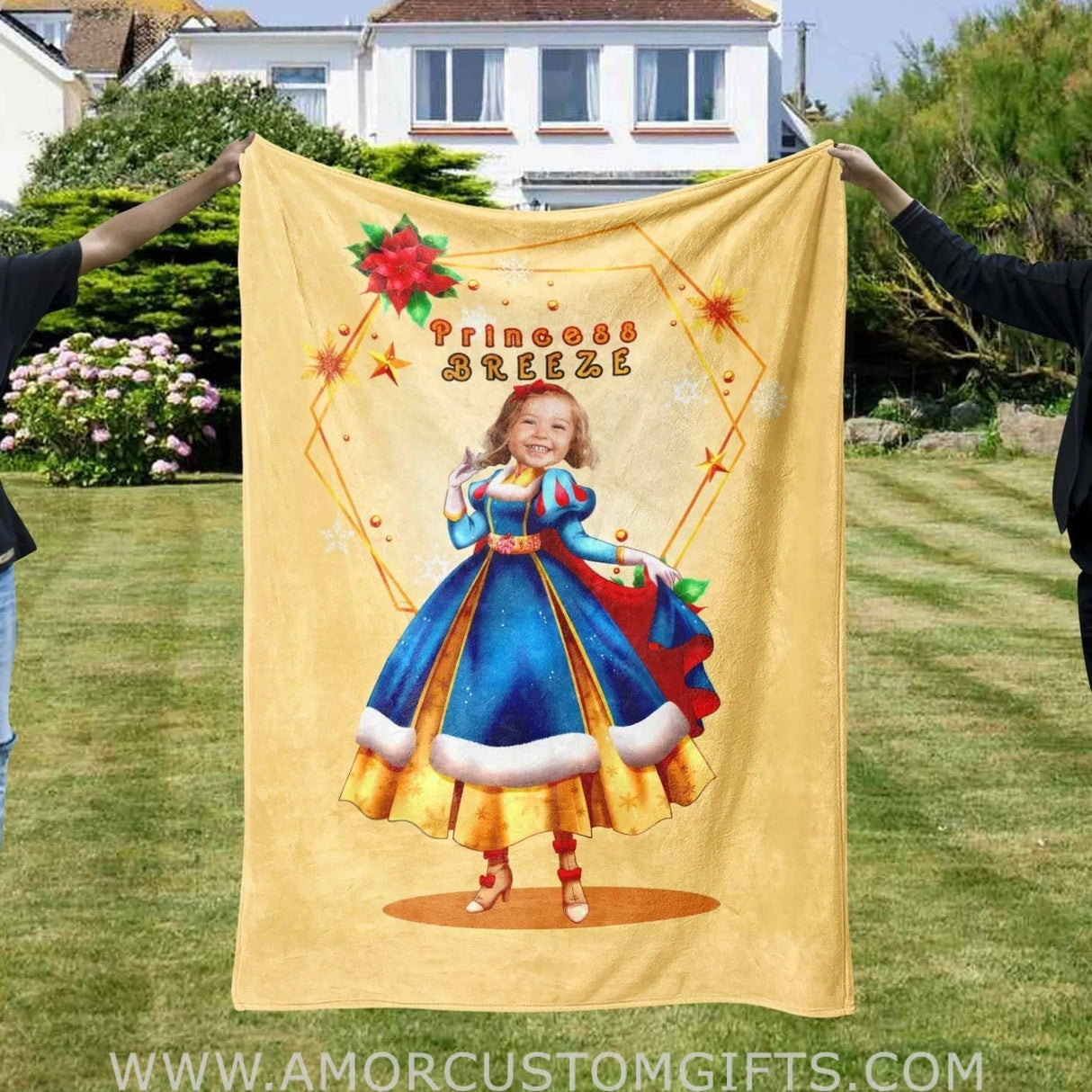 Personalized Fairy Tale Snow White Princess Xmas Blanket | Custom Girl Blanket