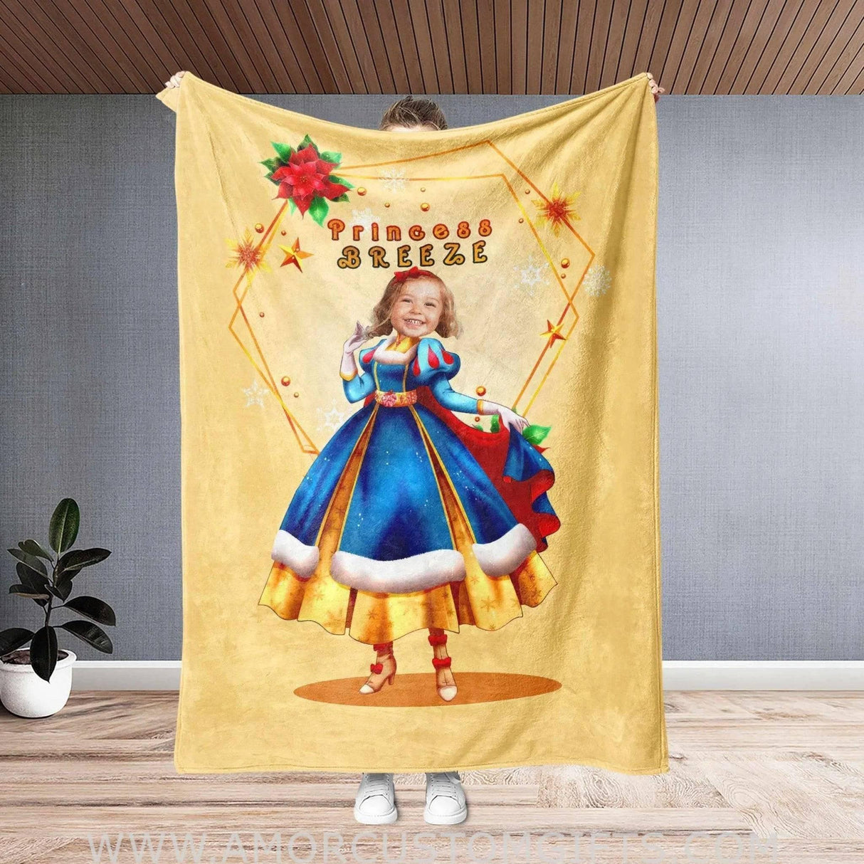 Personalized Fairy Tale Snow White Princess Xmas Blanket | Custom Girl Blanket