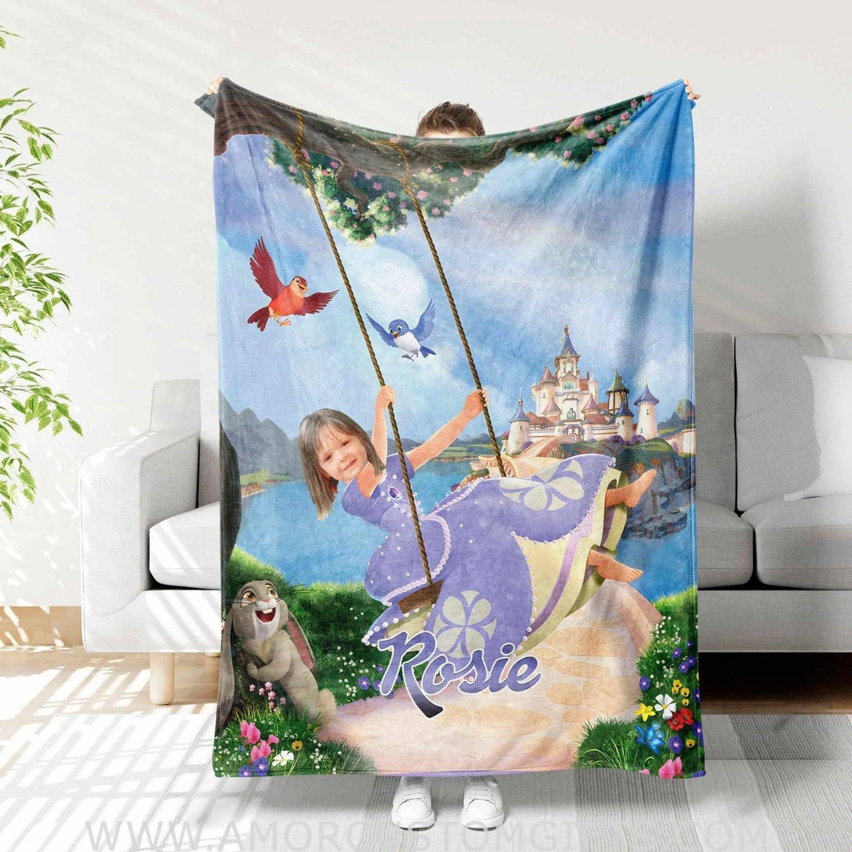 Personalized Fairy Tale Sophia Princess Blanket | Custom Girl Blanket