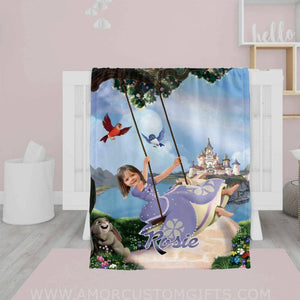 Personalized Fairy Tale Sophia Princess Blanket | Custom Girl Blanket