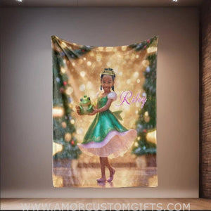 Personalized Fairy Tale Tiana Princess Xmas Blanket | Custom Girl Blanket