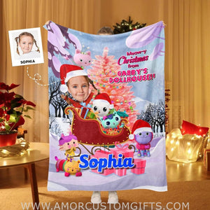 Personalized Gabby Dollhouse Xmas Blanket | Custom Girl Blanket