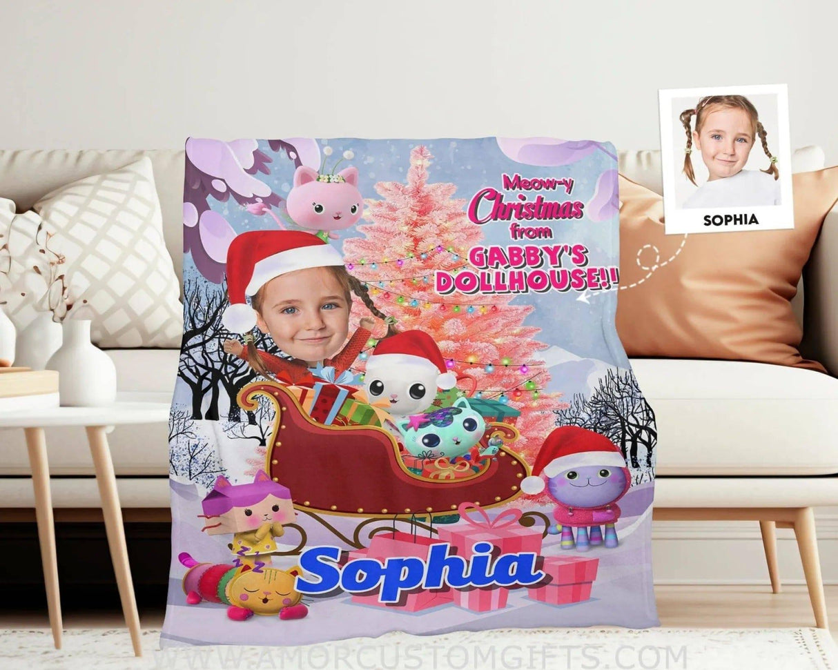 Personalized Gabby Dollhouse Xmas Blanket | Custom Girl Blanket