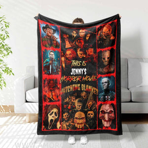 Personalized Name Spooky Vibes Halloween Blanket | Custom Name Horror Movie Watch Blanket