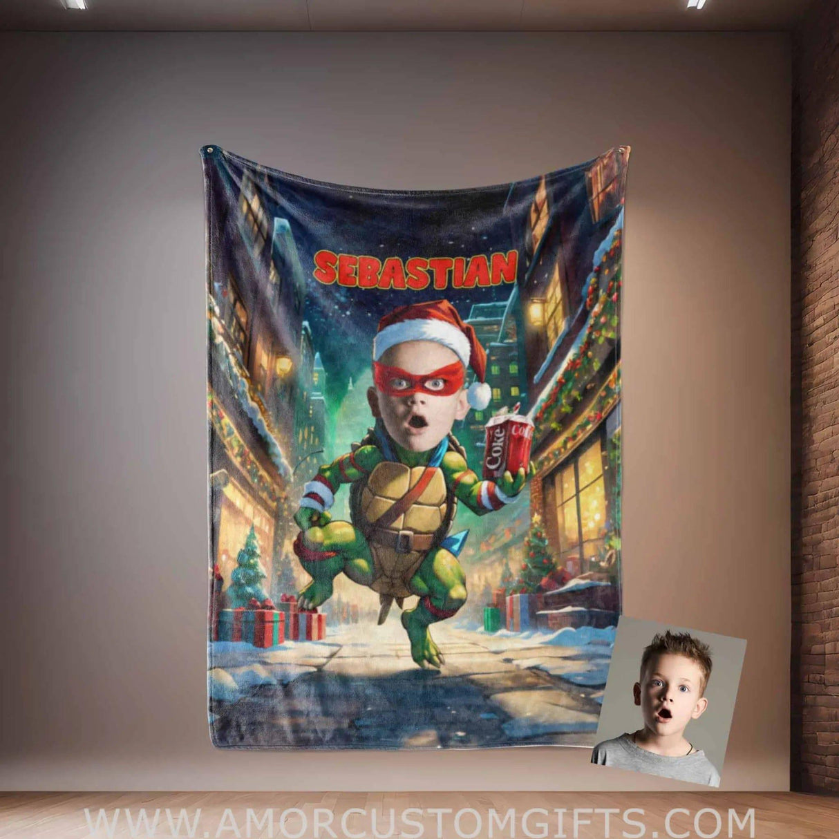 Personalized Ninja Boy 1 Xmas Coke Blanket | Custom Blanket For Boys