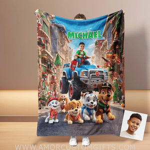 Personalized Pet Rescue Dogs Hero Squad Photo Blanket | Custom Blanket For Boys