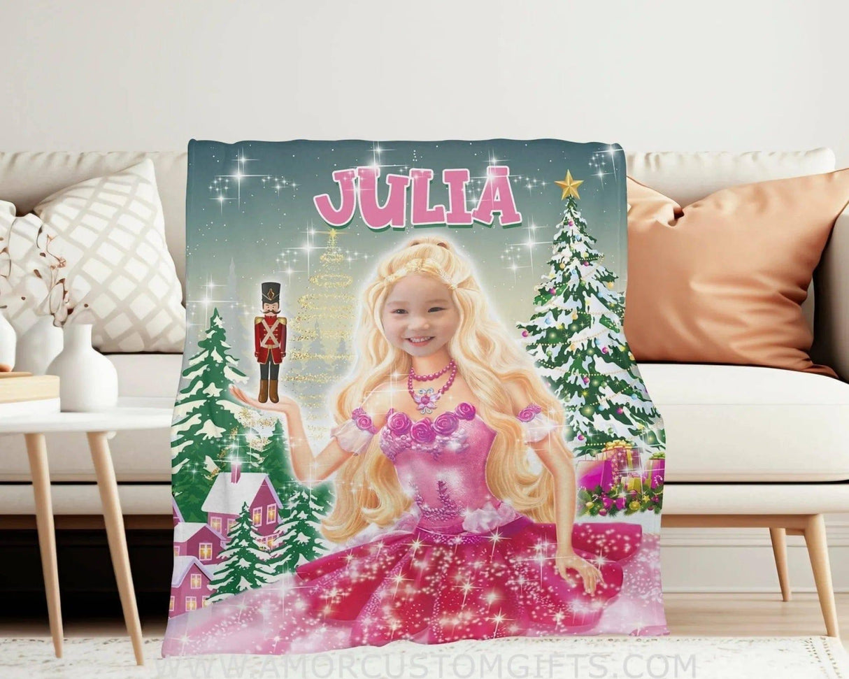 Personalized Pink Fashion Doll Inspired Girl And Her Doll Blanket | Custom Girl Blanket