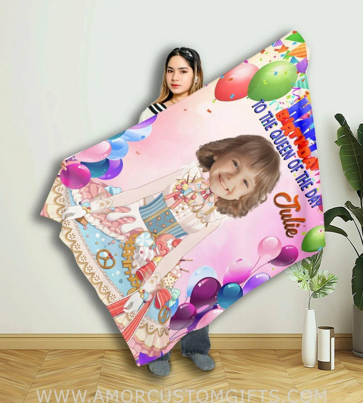 Personalized Princess Birthday Blanket | Custom Girl Blanket