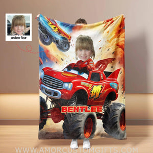 Personalized Racing Car 3 Racing Christmas Blanket | Custom Christmas Boy Blanket