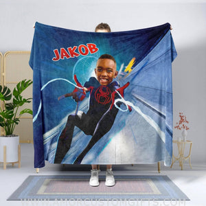 Personalized Superhero Black Spider 3 Blanket | Custom Superhero Boy Blanket