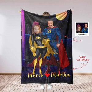 Personalized Superheroes Couple Blanket | Custom Man Woman Blanket