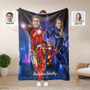 Personalized Superheroes Couple Blanket | Custom Man Woman Blanket