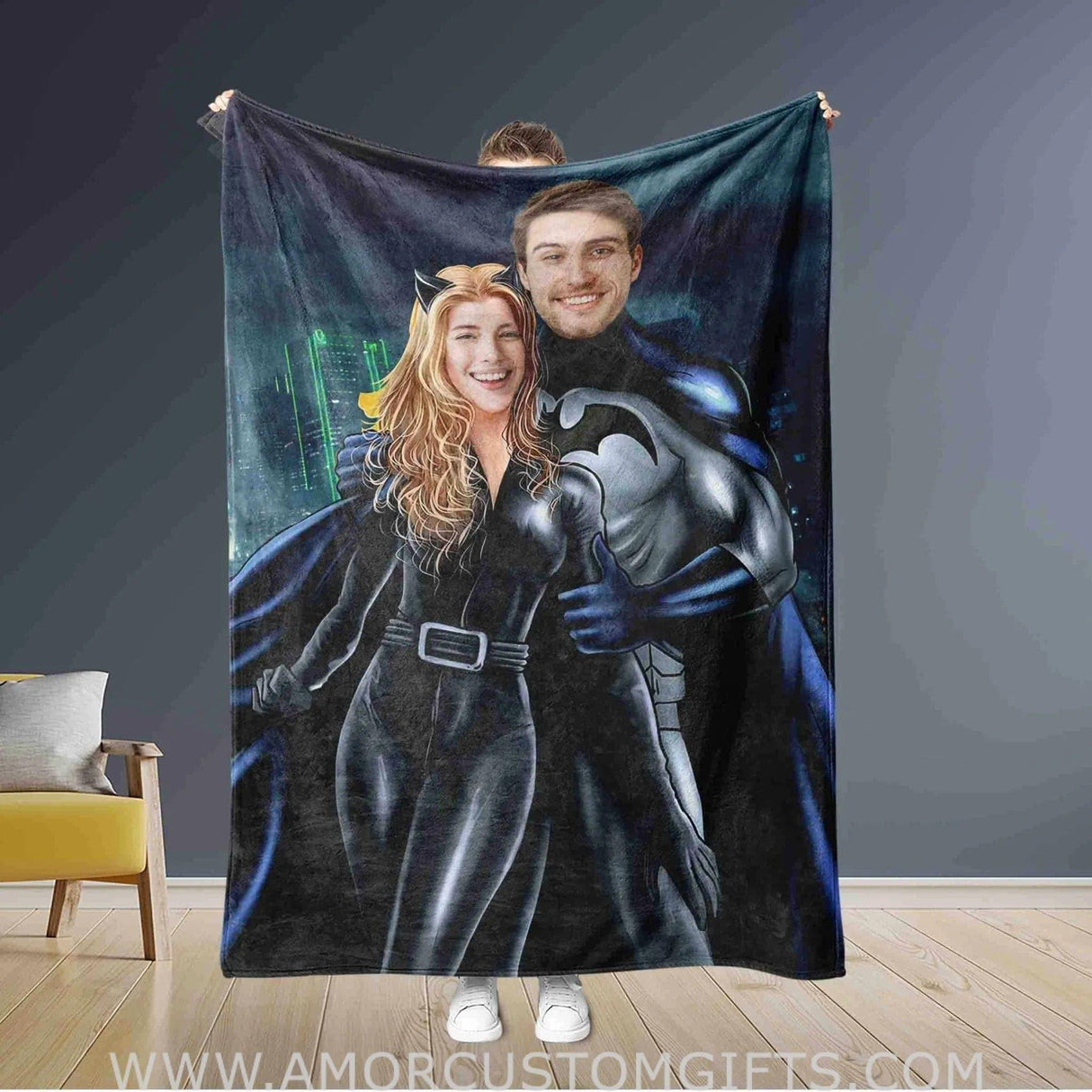 Personalized Superheroes Couple Blanket | Custom Man Woman Blanket