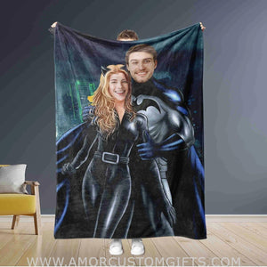 Personalized Superheroes Couple Blanket | Custom Man Woman Blanket