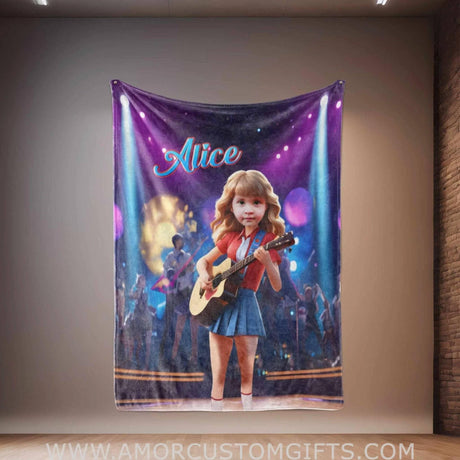 Personalized Swifty Chibi Blanket | Custom Girl Blanket