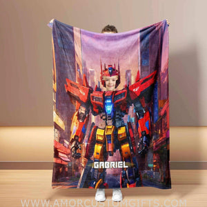 Personalized Transform Auto Robot Optimus Blanket | Custom Name Robot Blanket