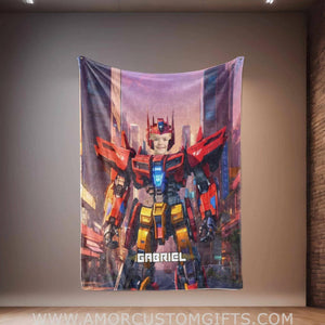 Personalized Transform Auto Robot Optimus Blanket | Custom Name Robot Blanket