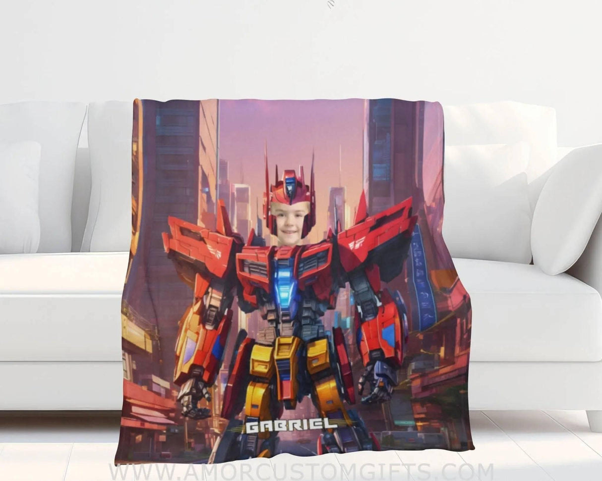 Personalized Transform Auto Robot Optimus Blanket | Custom Name Robot Blanket