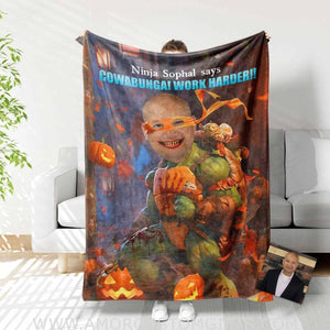 Personalized Turtle Ninja 3 Halloween Blanket | Custom Halloween Boy Blanket