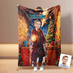 Personalized Wizard Boy 3 Xmas Blanket | Custom Blanket For Boys