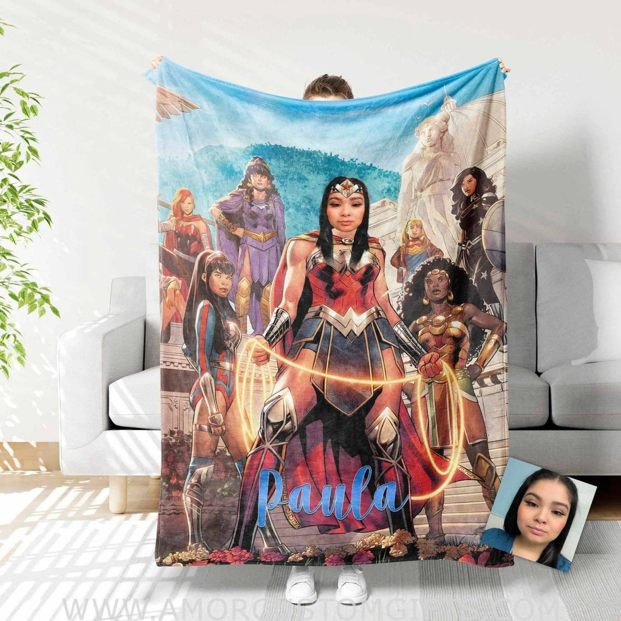 Personalized Wonder Girl 4 Blanket | Custom Superhero Girl Blanket