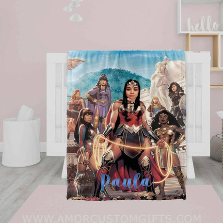 Personalized Wonder Girl 4 Blanket | Custom Superhero Girl Blanket