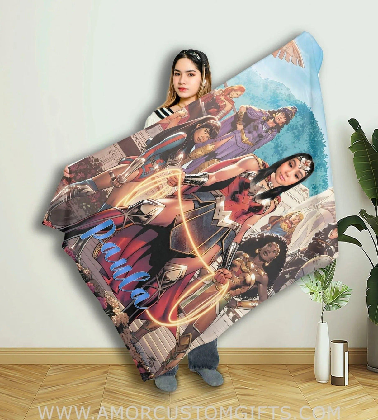 Personalized Wonder Girl 4 Blanket | Custom Superhero Girl Blanket