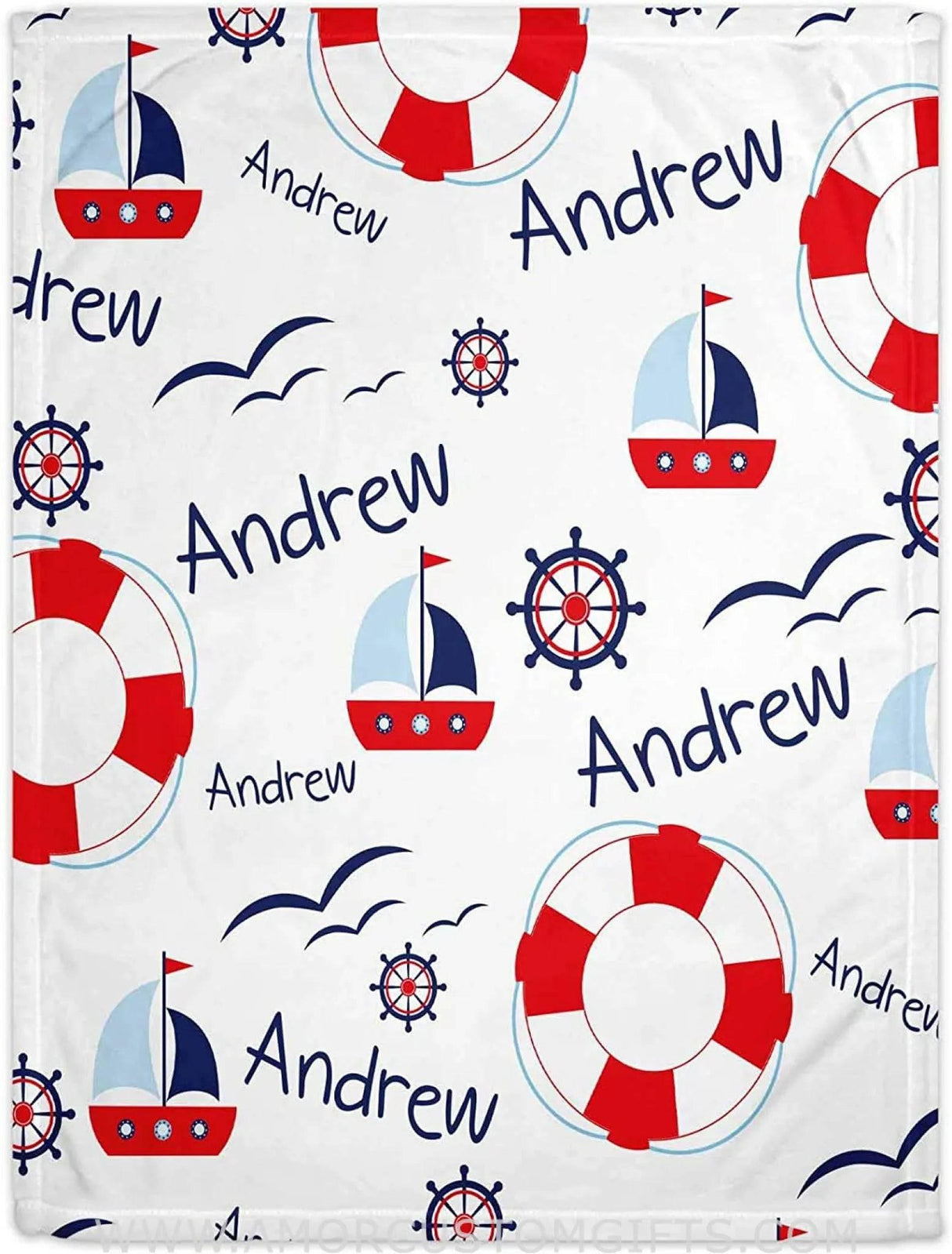 USA MADE Personalized Blanket Baby Blankets - Nautical Baby Blanket - Baby Boy Blankets Newborn Soft Fleece Blanket