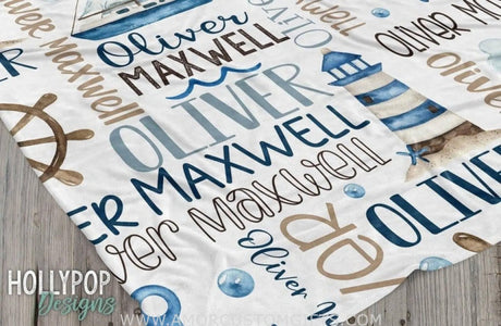 USA MADE Personalized Blanket Baby Boy Nautical Blanket - Sailboat Anchor Baby Blanket - Custom Name Baby Boy Gift - Nautical Swaddle Blanket