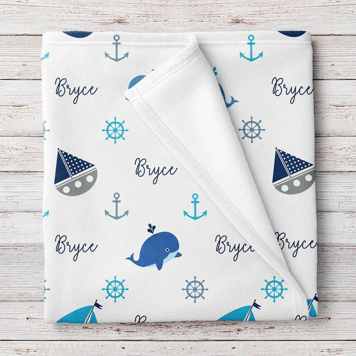 USA MADE Personalized Blanket Nautical Fleece Baby Boy Blanket - Gift for Kids Toddler - Blanket for Newborn