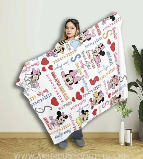 USA MADE Personalized Name Baby Mouse Nursery Baby Girl Blanket